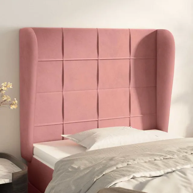 vidaXL Hoofdbord met randen 83x23x118/128 cm fluweel roze