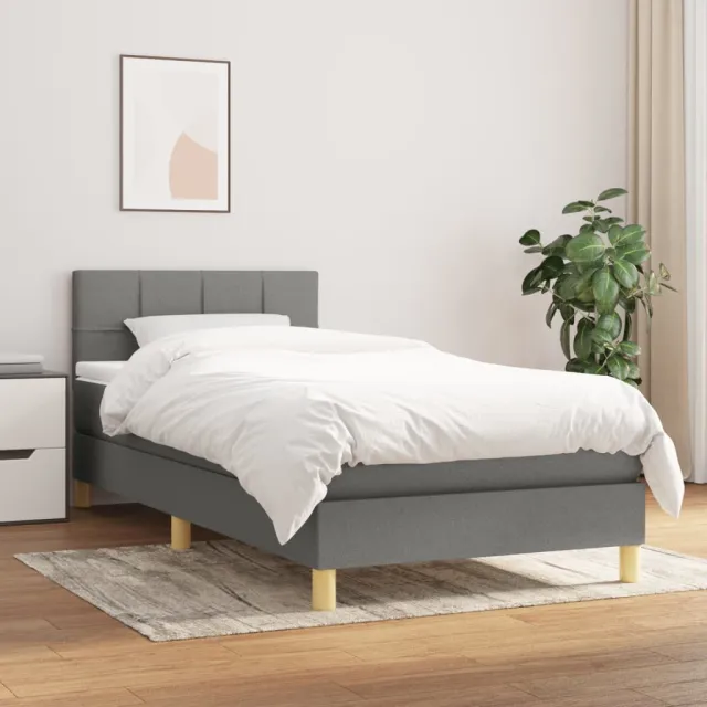vidaXL Boxspring met matras stof donkergrijs 100x200 cm grijs