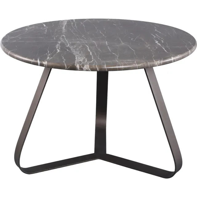 PTMD Kae Marble Coffee Table Iron Legs Round Bruin