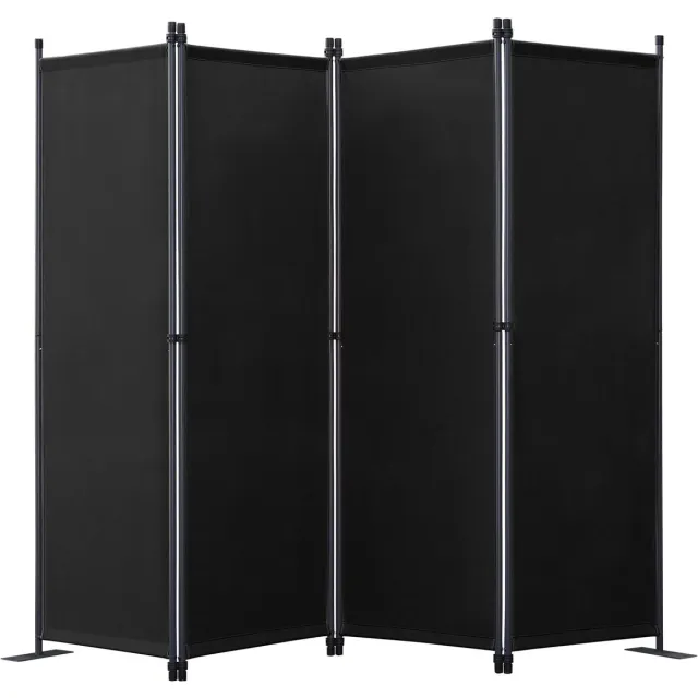Famanu Opvouwbaar kamerscherm als ruimteverdeler, inkijkbescherming voor kantoor, hotel, ziekenhuis, woonkamer, balkon en tuin (Zwart, 224 x 22 x 165 cm