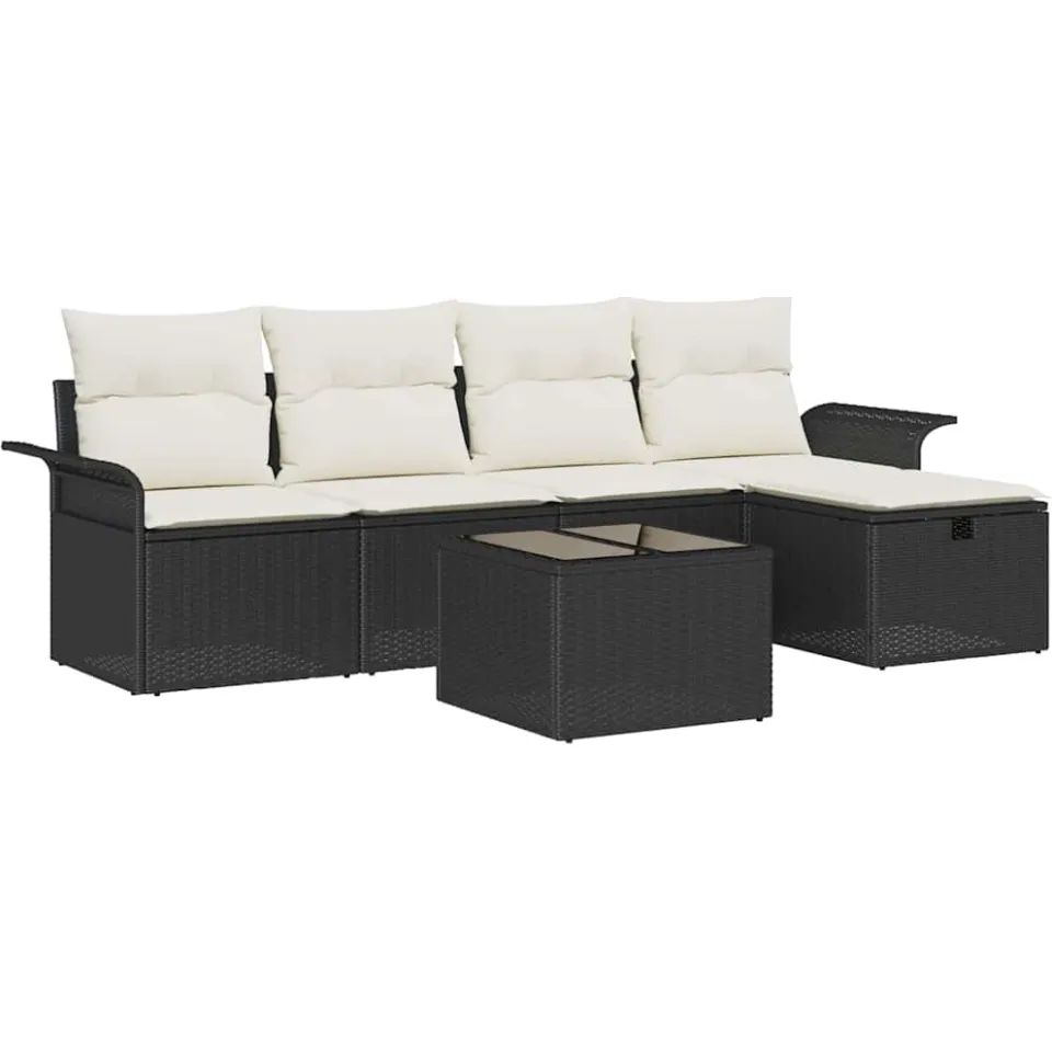 vidaXL Tuin Sofa Set 6 st Poly riet Bruin