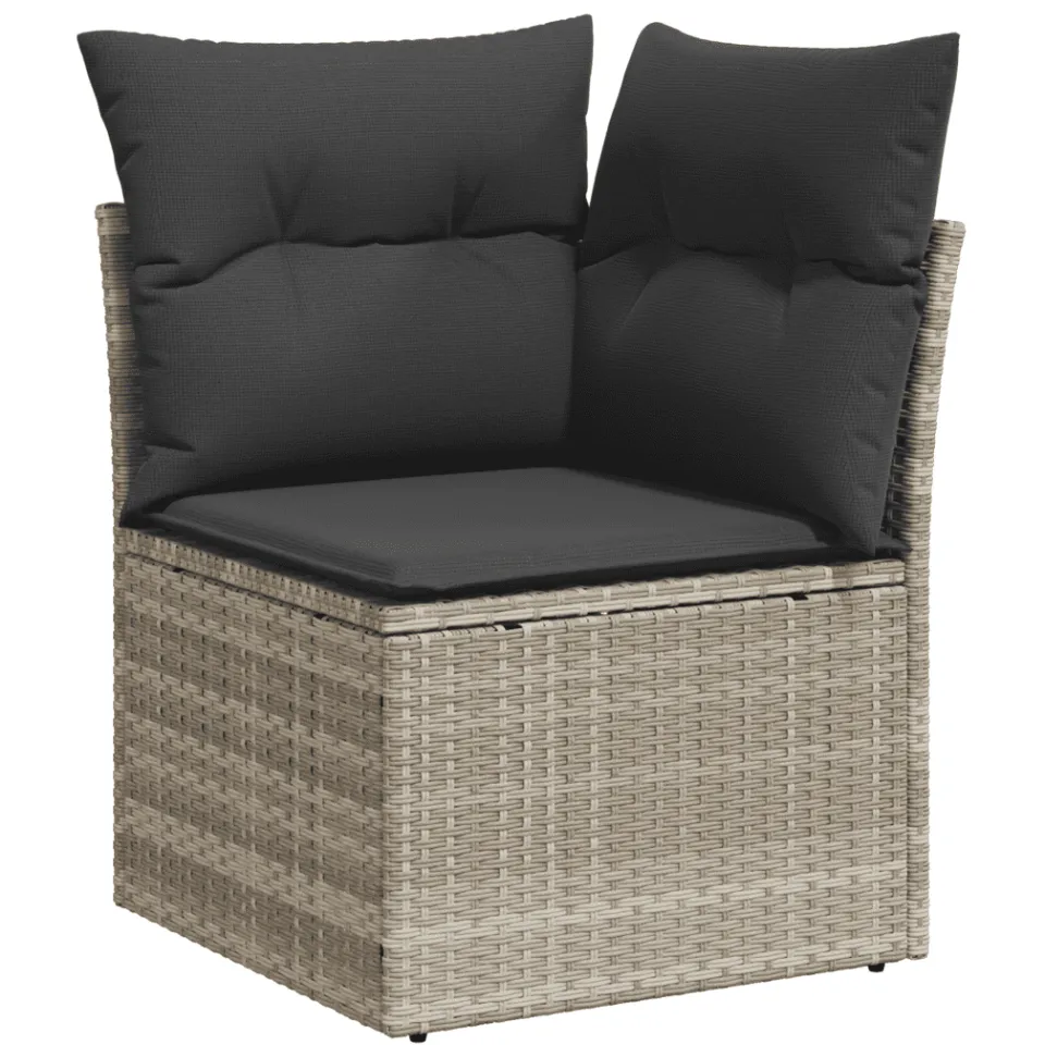 vidaXL 6-delige Loungeset met kussens poly rattan lichtgrijs