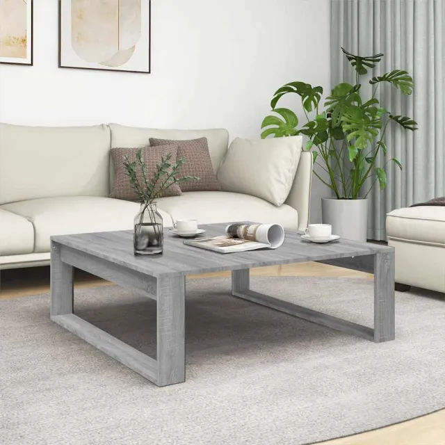 vidaXL Salontafel 100x100x35 cm bewerkt hout grijs sonoma eikenkleurig, foto 2