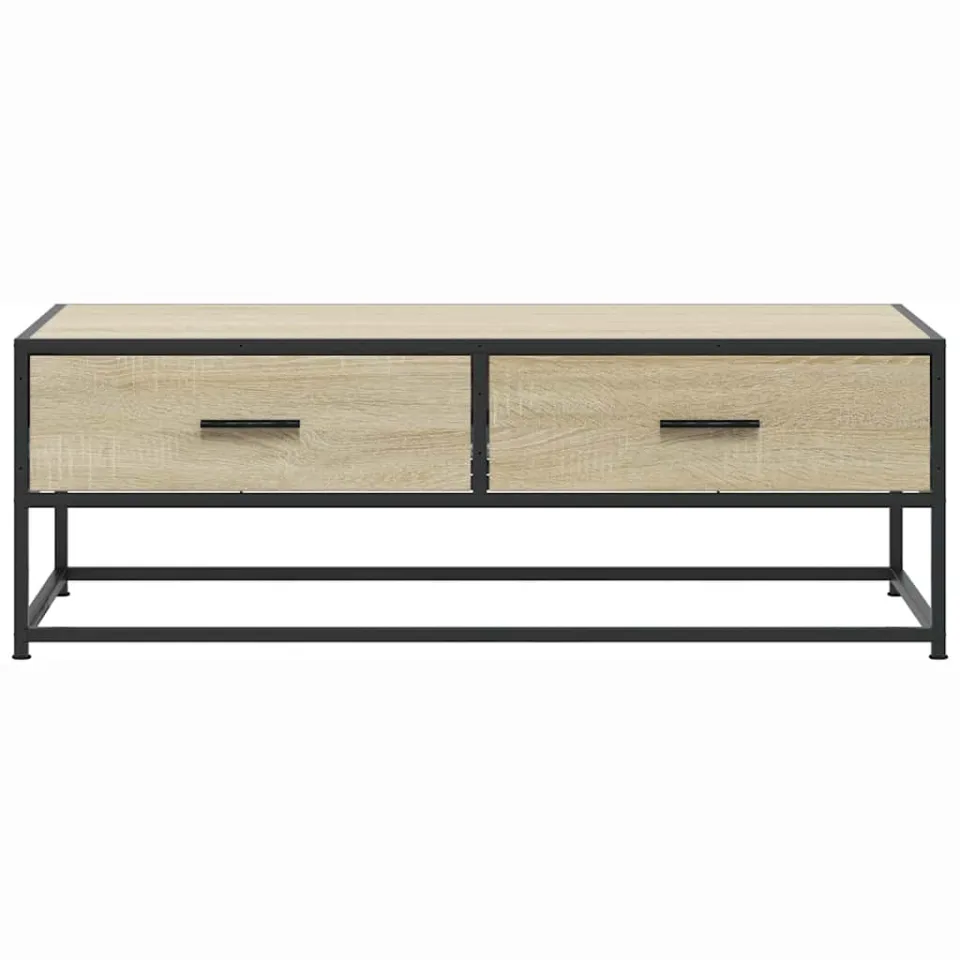 vidaXL Salontafel 100x50x35 cm bewerkt hout en metaal sonoma eiken, foto 4