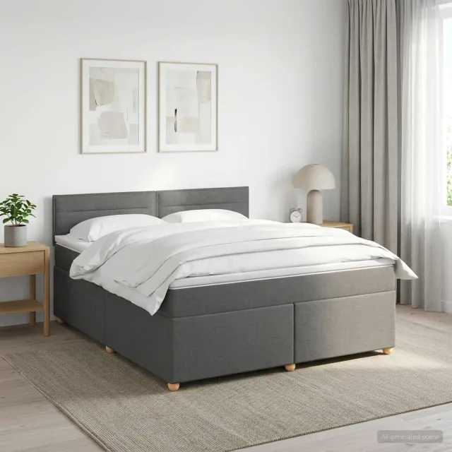 vidaXL Boxspringbed met matras Donkergrijs 180 x 200 cm Stof