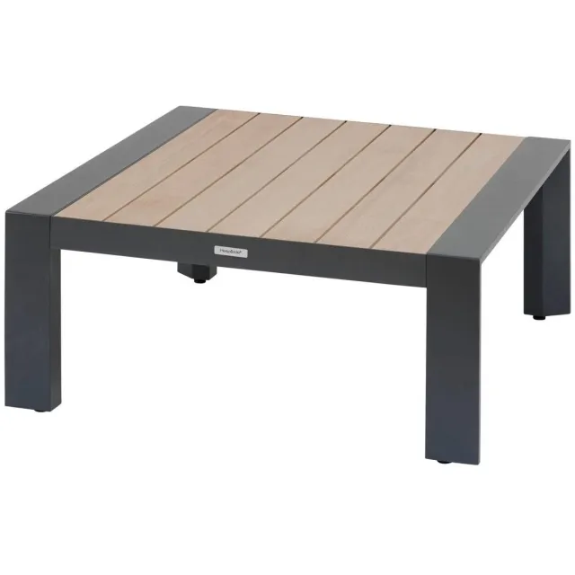 Hespéride Vierkante salontafel van aluminium met latten, ÉVASION Graphite et honey