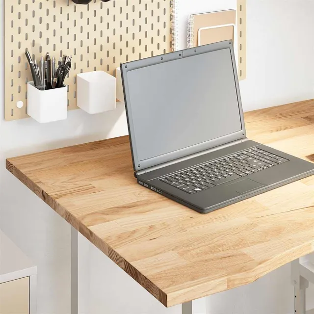 vidaXL Bureaublad rechthoekig 100x80x2,5 cm onbehandeld eikenhout Bruin