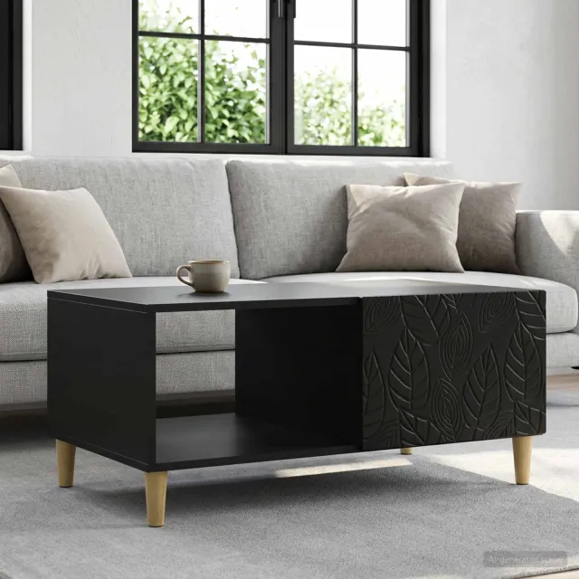 vidaXL Salontafel Zwart 90 x 50 x 40 cm Bewerkt hout, foto 2