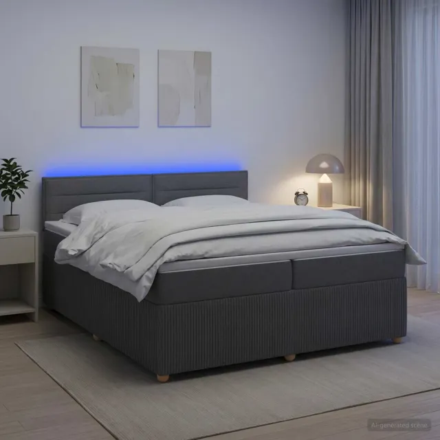 vidaXL Boxspringbed met matras Donkergrijs 200 x 200 cm Stof