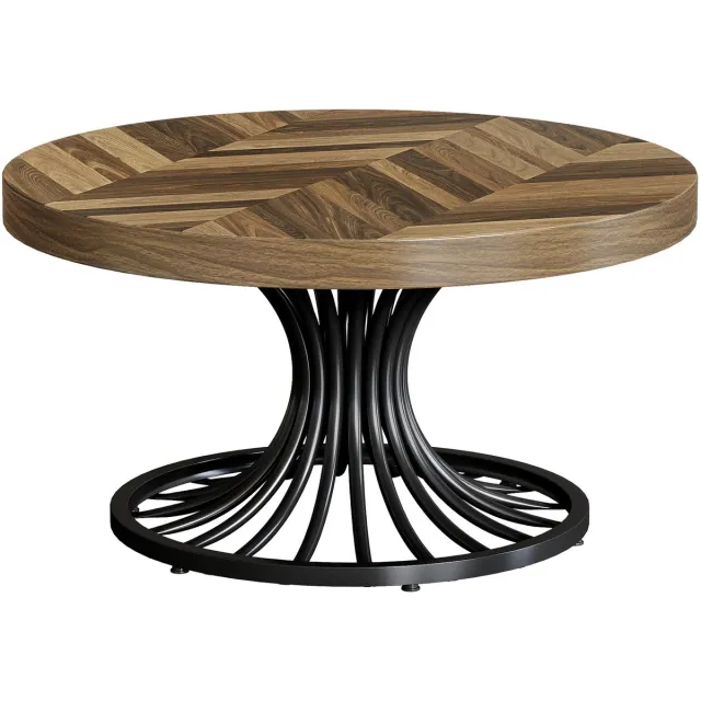 DMG Supply Salontafel - Rond - 80 x 80 x 45 cm - Bruin en Zwart - MDF en Metaal