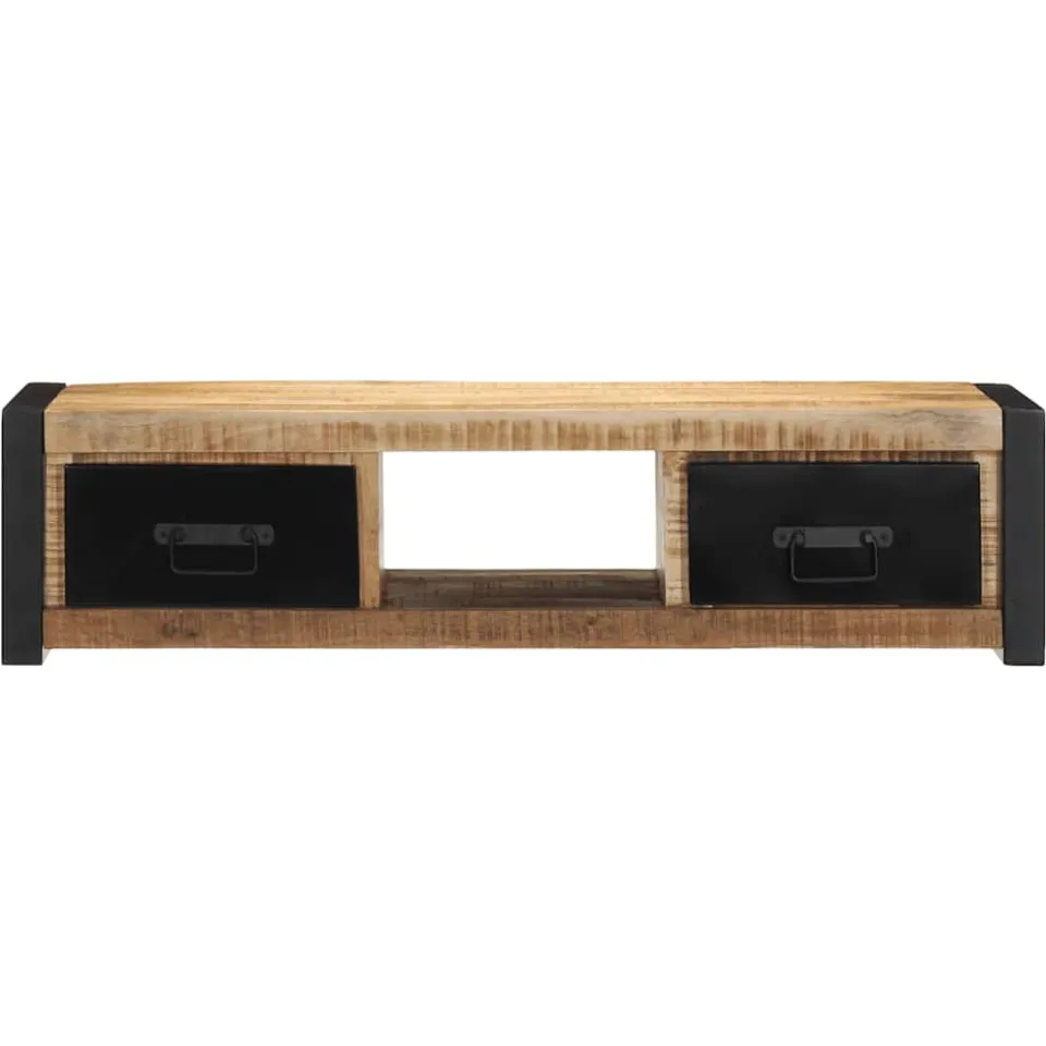 vidaXL Tv-meubel 100x30x25 cm massief ruw mangohout bruin, foto 2