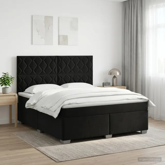 vidaXL Boxspringbed met matras Zwart 160 x 200 cm Fluweel