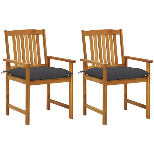 vidaXL Tuinstoelen 2 st met kussens massief acaciahout Anthraciet