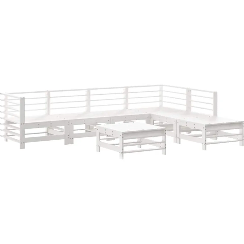 vidaXL 7-delige Loungeset massief grenenhout wit, foto 3