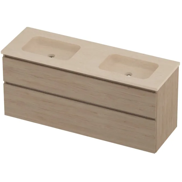 Proline Rollo Badmeubelset Hardsteen Elegant 140x46x62 cm Sand Stone Ideal Oak Eiken