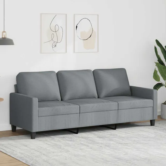 vidaXL Driezitsbank 180 cm stof lichtgrijs