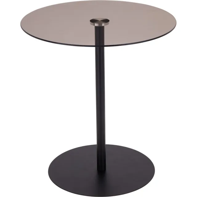 Home & Styling Collection Home Styling Collection - Metalen bijzettafel met glazen blad, Ø 40 x 43 cm Bruin