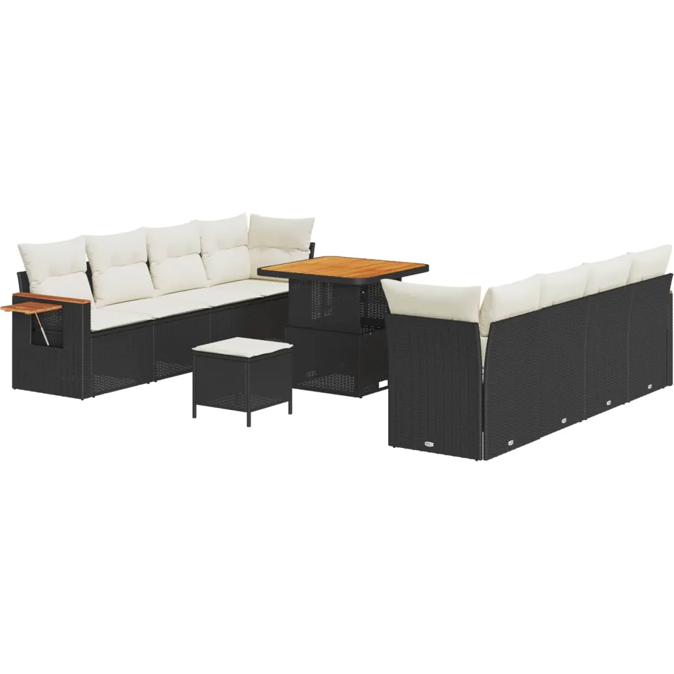 vidaXL Tuinbankenset 11 st Zwart poly rattan