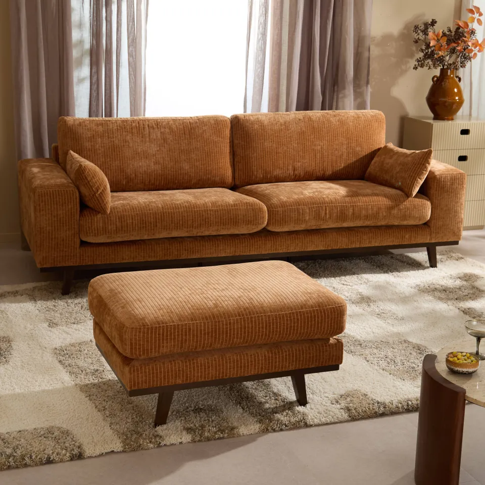 NOUS Living Torino 3-zitsbank cognac, foto 3