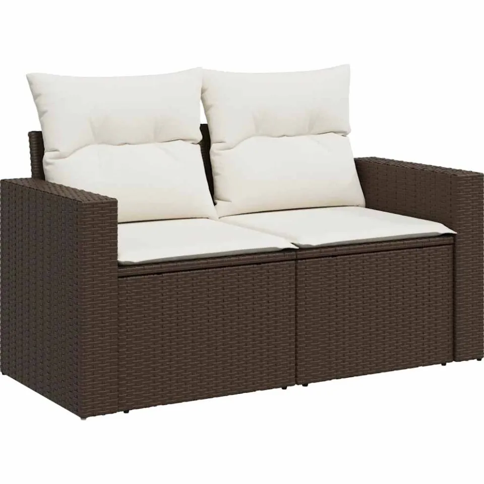 vidaXL 5-delige Loungeset met kussens poly rattan bruin, foto 4