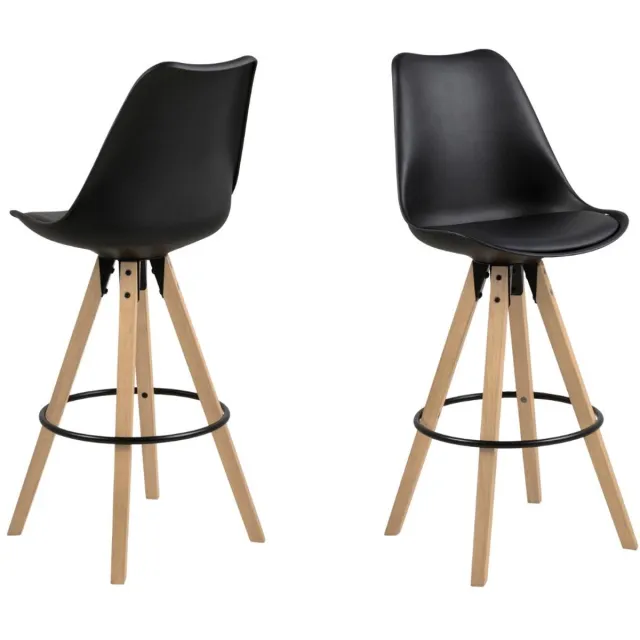 Giga Living Barkruk Ljusvik - Zwart PU Leer - Zithoogte 75cm - Set van 2