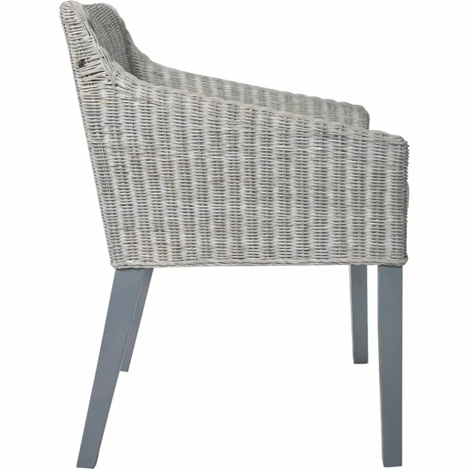 vidaXL Eetkamerstoel met kussen natuurlijk rattan grijs, foto 4