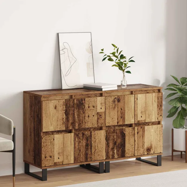 vidaXL Dressoir 2 st Oudhout 60 x 35 x 70 cm bruin