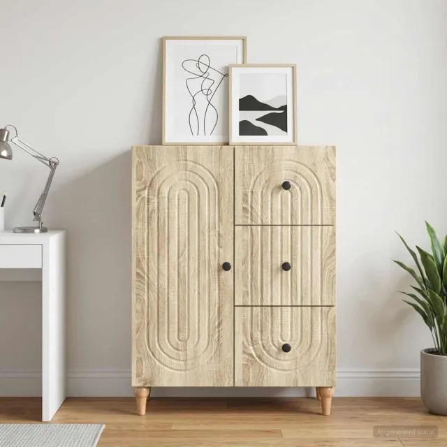 vidaXL Dressoir met lade Sonoma Eiken 66 x 34,5 x 90 cm Bewerkt hout Bruin
