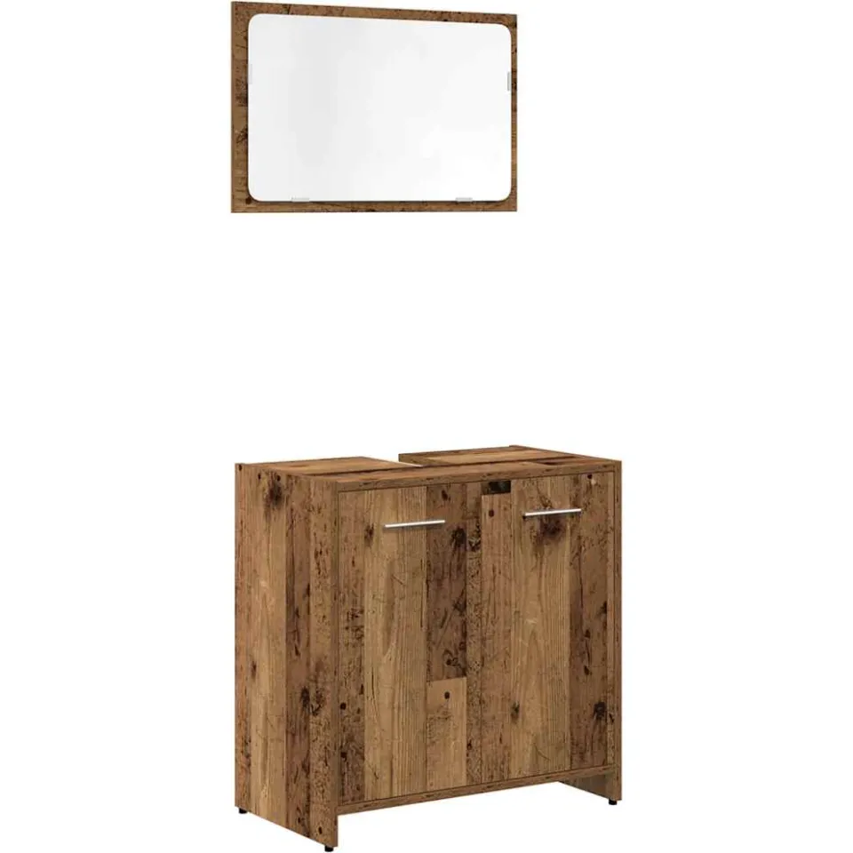 vidaXL 3-delige Badkamermeubelset bewerkt hout oud houtkleurig bruin, foto 3