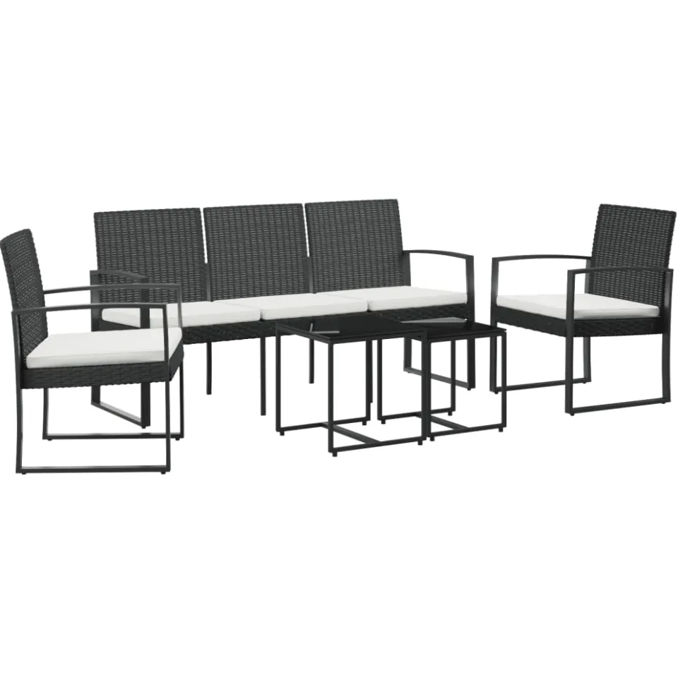 vidaXL 5-delige Tuinset met kussens polypropeen rattan zwart, foto 3