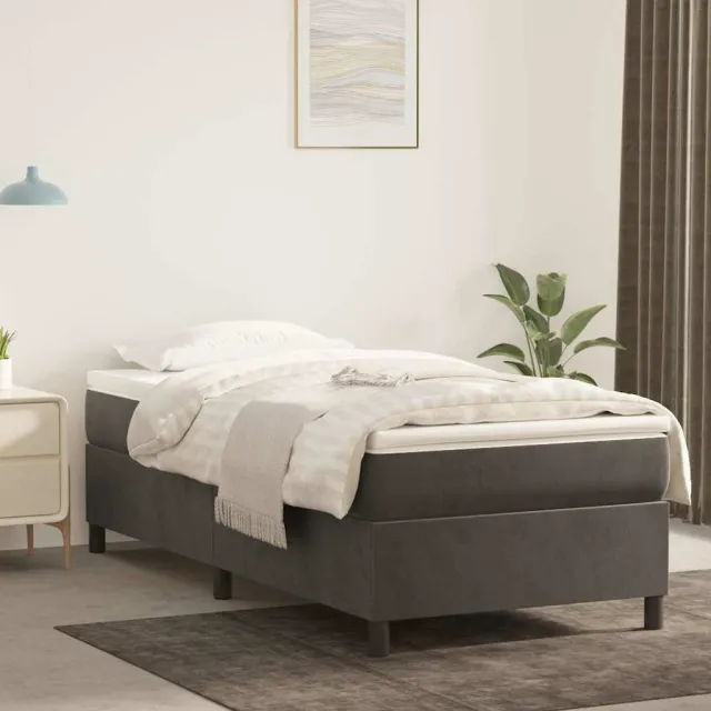 vidaXL Boxspring met matras fluweel donkergrijs 100x200 cm grijs