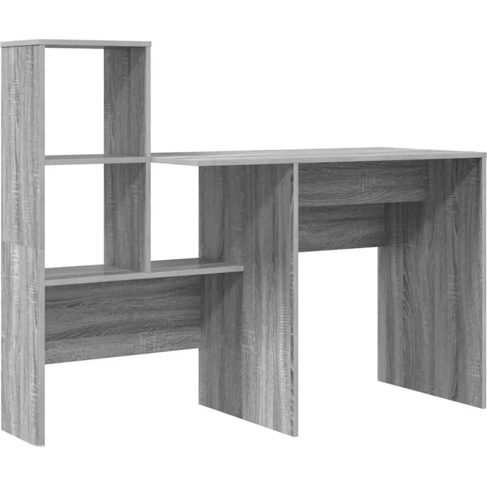 vidaXL Bureau Grijs Sonoma 131,5 x 50 x 106,5 cm Bewerkt hout