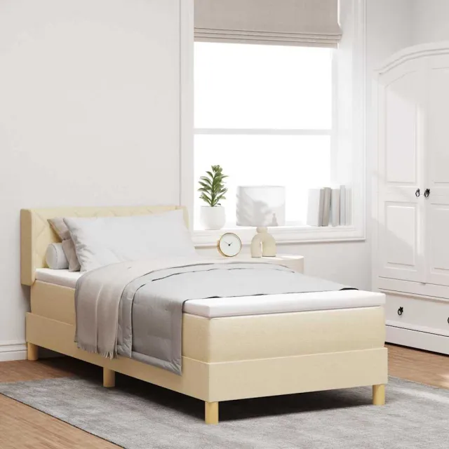 vidaXL Boxspringbed met hoofdeinde Crème 190 x 90 cm Stof