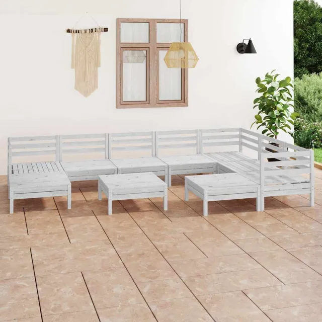 vidaXL 10-delige Loungeset massief grenenhout wit, foto 2