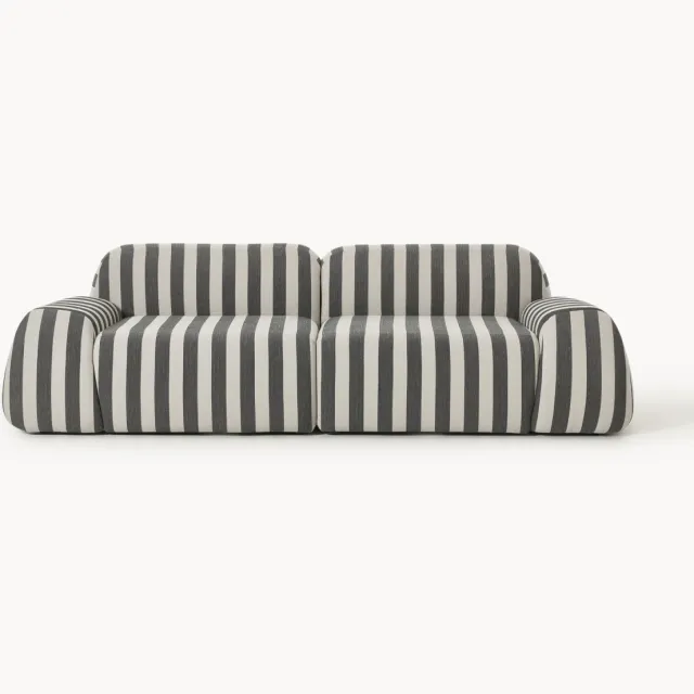 Westwing Collection Modulaire gestreepte bank Wolke (3-zits) Zwart
