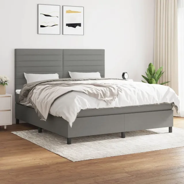 vidaXL Boxspring met matras stof donkergrijs 180x200 cm grijs