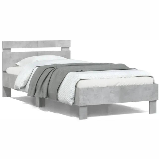 vidaXL Bedframe met hoofdbord en LED-verlichting betongrijs 100x200 cm
