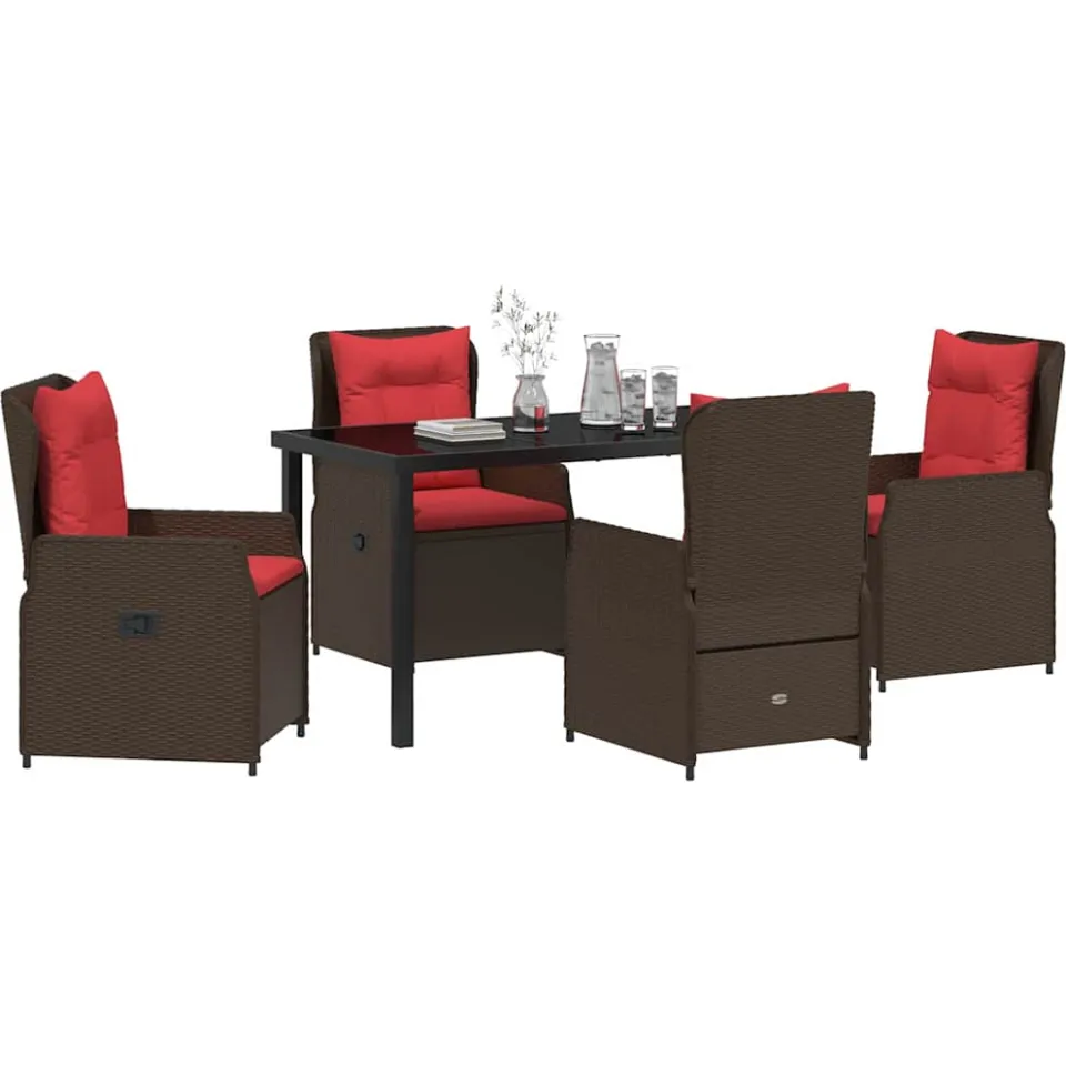 vidaXL Tuin Eetset 5 st Bruin Poly riet, foto 2