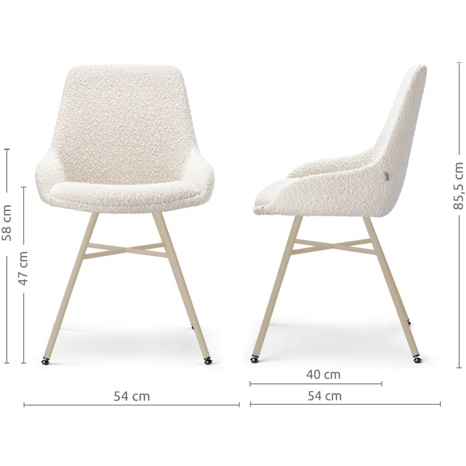 Nolon Noa-Isa eetkamerstoel bouclé beige - beige onderstel, foto 2
