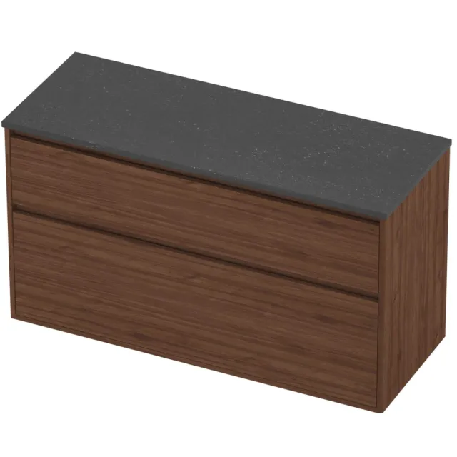 Proline Deck Badmeubelset Hardsteen Greeploos 2 Laden 120x46x67 cm Blue Stone Indian Walnut Houtlook