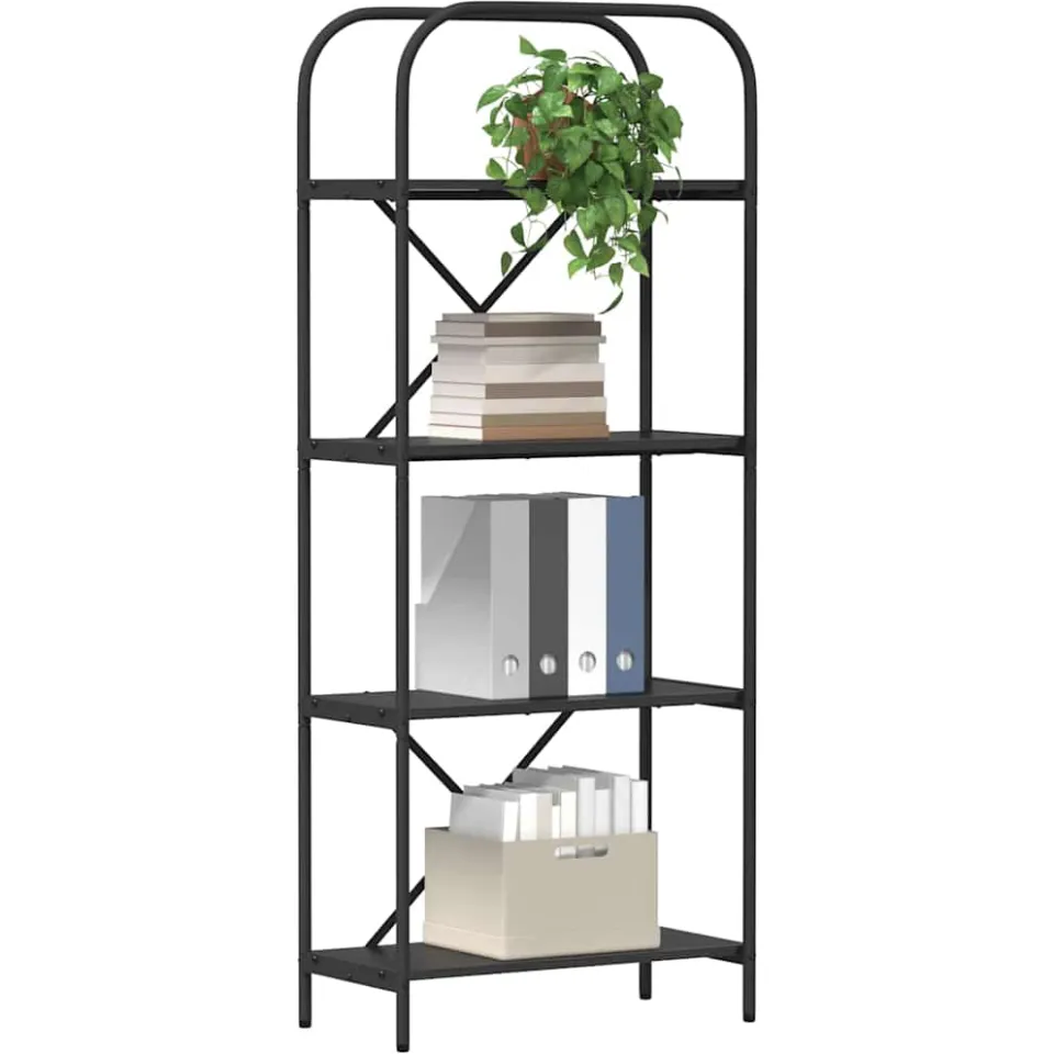 vidaXL Boekenkast 4-laags 60 x 30 x 146 cm Bewerkt hout Zwart Eiken
