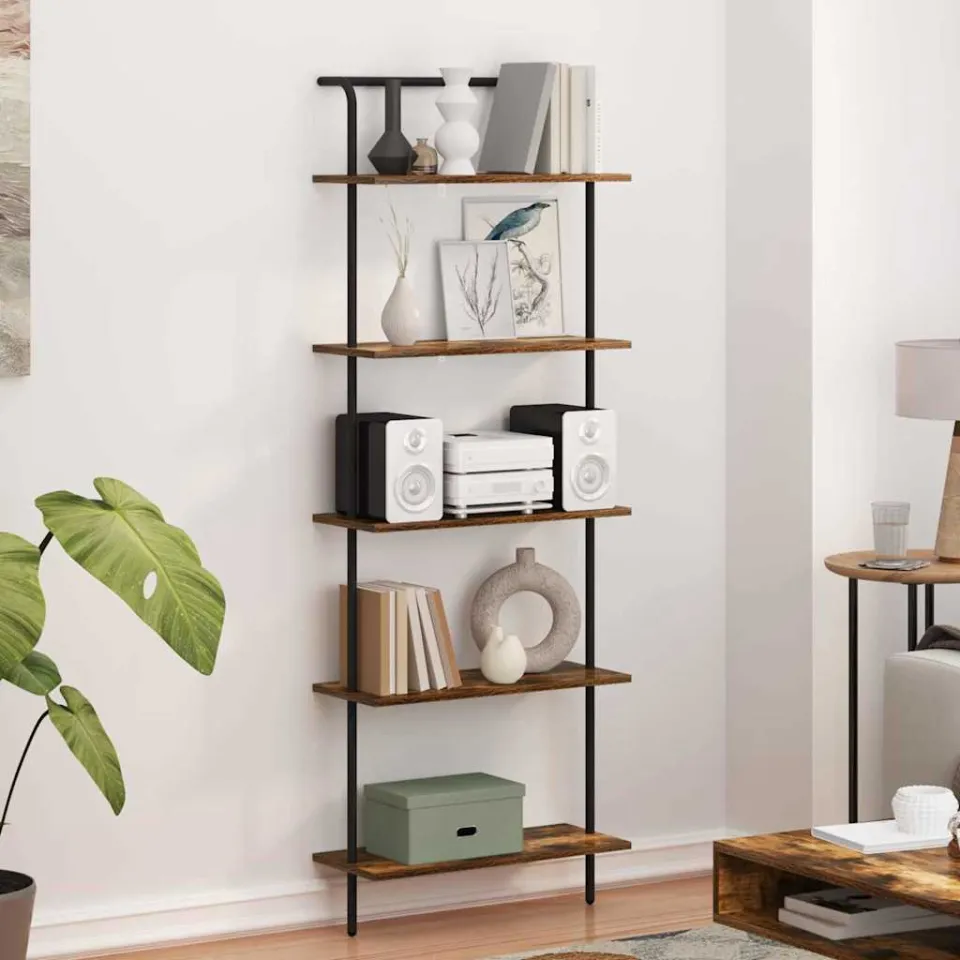 vidaXL Boekenkast 5-laags 60 x 24 x 168 cm Bewerkt hout Gerookt eiken, foto 4