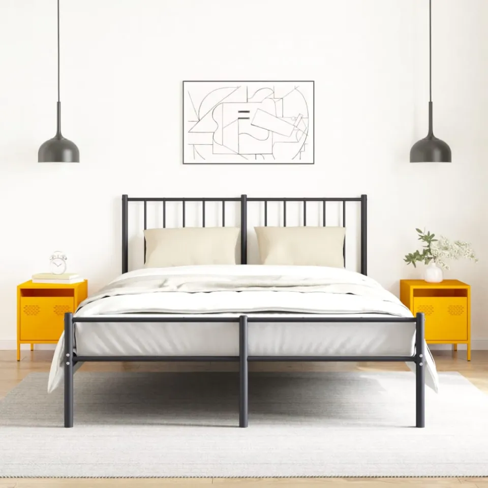 vidaXL Nachtkastjes 2 st 35x39x43,5 cm staal mosterdgeel, foto 2