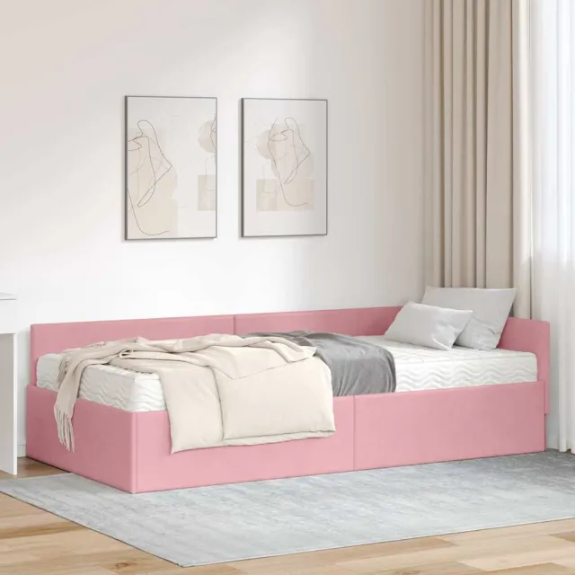 vidaXL Hoekbedframe met Matras 2 st Roze 100 x 200 cm Fluweel