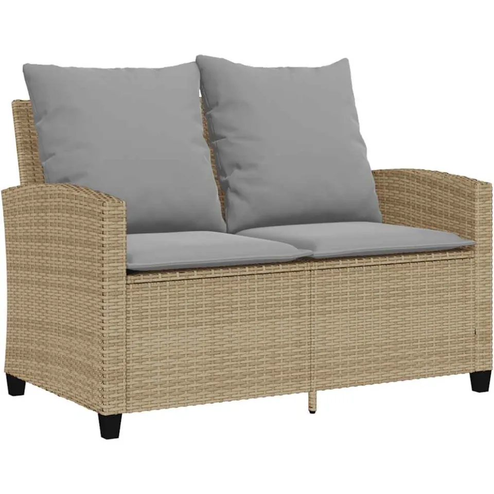 vidaXL 6-delige Loungeset met kussens poly rattan beige, foto 4