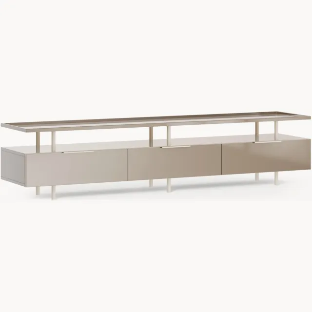 Westwing Collection Hoogglans tv-meubel Lennie Beige, Taupe