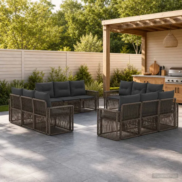 vidaXL Tuinbankenset 12 st 12-zits Grijs en Donkergrijs poly rattan, foto 2