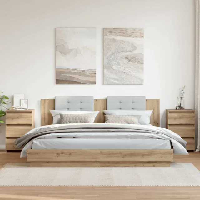 vidaXL Nachtkastjes 2 st 40x35x62,5 cm bewerkt hout artisanaal eiken Bruin