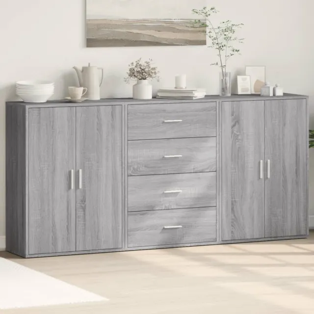 vidaXL Dressoirs 3 st 60x31x84 cm bewerkt hout grijs sonoma eikenkleur