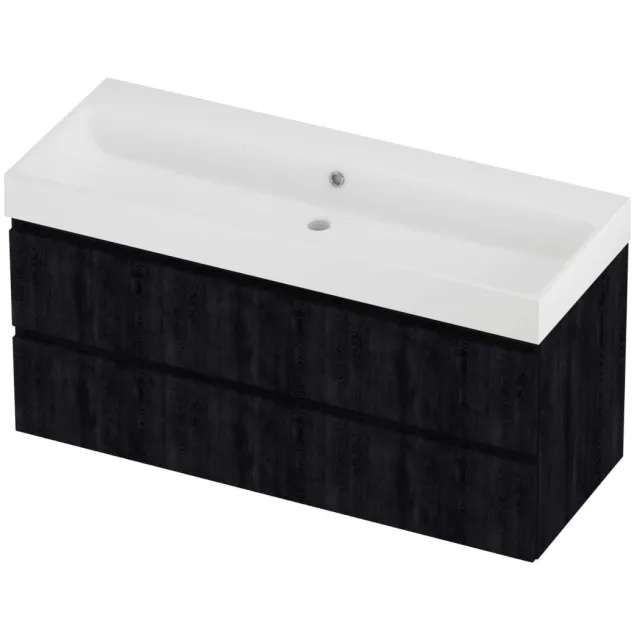 Proline Podium Badmeubelset Polystone Loft Zonder Kraangat 120x46x62 cm Mat White Charcoal Oak Eiken